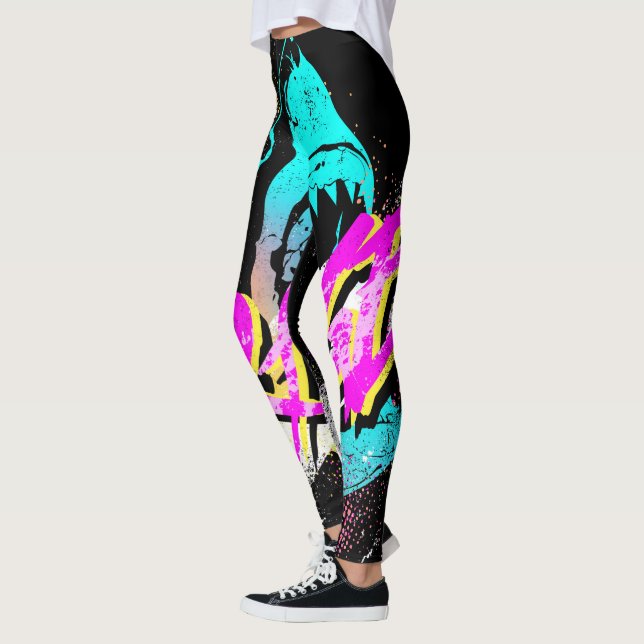 Ocean blue shark 80's 90s grunge fasion leggings (Left)