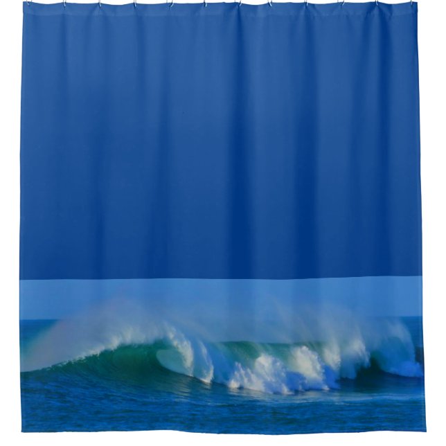 Ocean blue shower curtain customized. (Front)