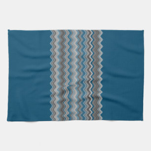 Ocean Blue Silver Grey Grey Wavy Zigzag Pattern Le Kitchen Towel