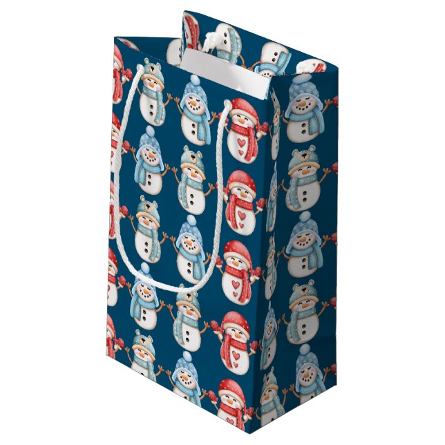 Ocean Blue Snowmen Petit sac cadeau (Dos Angle)