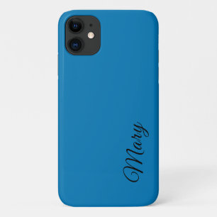 Ocean Blue Solid Colour Minimalist Elegant Name iPhone 11 Case
