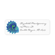 Ocean Blue Spiral Sea Shell Labels