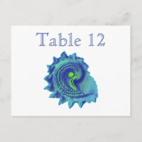 Ocean Blue Spiral Sea Shell Reception Table Number