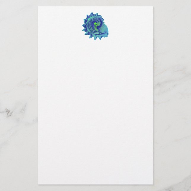 Ocean Blue Spiral Sea Shell Stationery (Front)