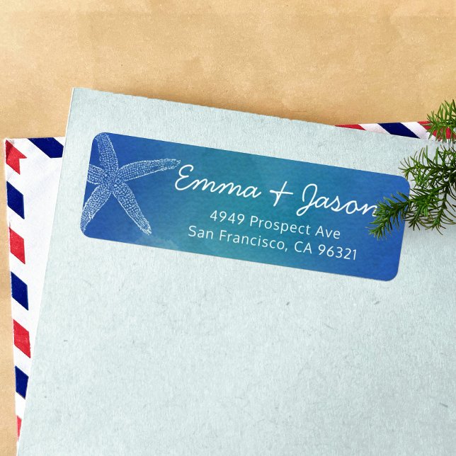 Ocean Blue Starfish Beach Return Address (Creator Uploaded)