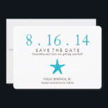 Ocean Blue Starfish Wedding Save the Date<br><div class="desc">Stylish save the date announcements perfect for a summer or tropical destination themed wedding feature a beautiful illustration of a starfish and are available in many colour variations. Visit our store for more colour options and matching products.</div>