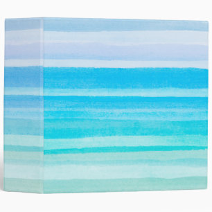 Ocean Blue Teal Watercolor Ombre Stripe Binder