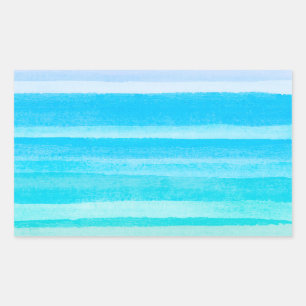 Ocean Blue Teal Watercolor Ombre Stripe Sticker
