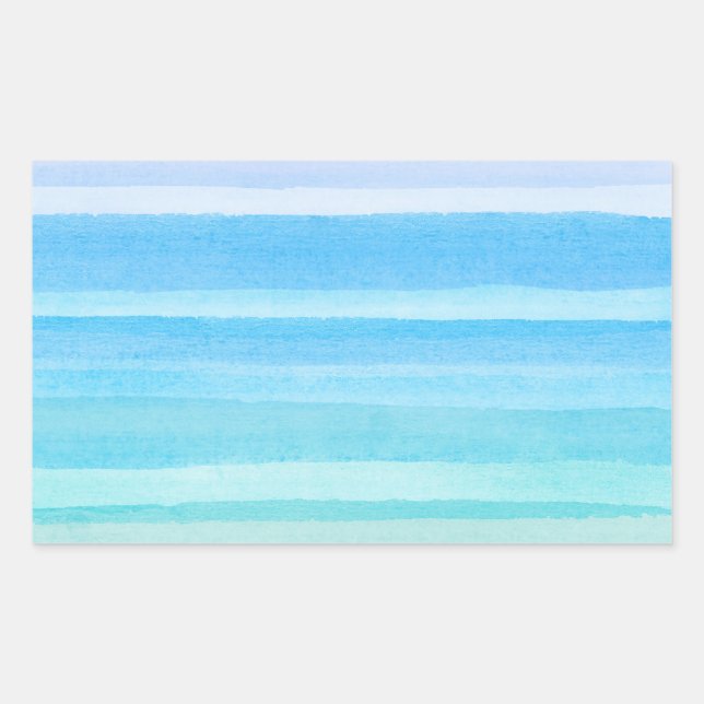 Ocean Blue Teal Watercolor Ombre Stripe Sticker (Front)