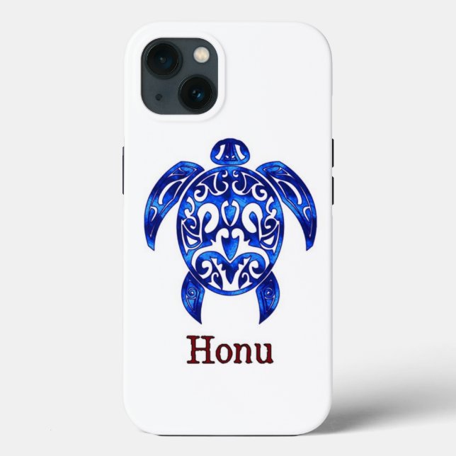 Ocean Blue Tribal Hawaiian Sea Turtle Case-Mate iPhone Case (Back)