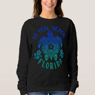 Ocean Blue Tribal St Pete Beach Sea Turtle Summer Sweatshirt