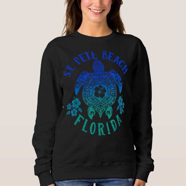 Ocean Blue Tribal St Pete Beach Sea Turtle Summer  Sweatshirt (Front)