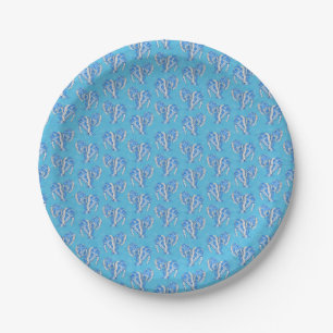 Ocean Blue Tribal Tattoo Manatees Paper Plate