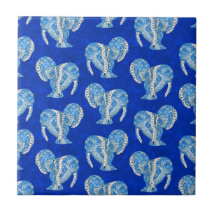 Ocean Blue Tribal Tattoo Manatees Tile