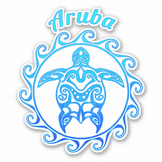 Ocean Blue Tribal Turtle Aruba (Front)