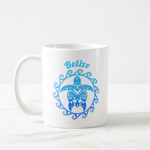 Ocean Blue Tribal Turtle Belize Coffee Mug