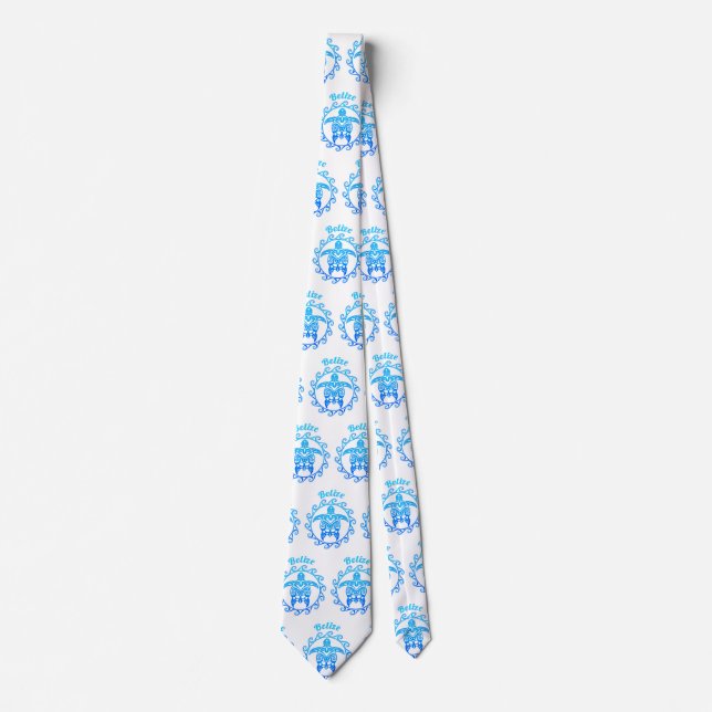 Ocean Blue Tribal Turtle Belize Tie (Front)