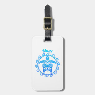 Ocean Blue Tribal Turtle Maui Luggage Tag