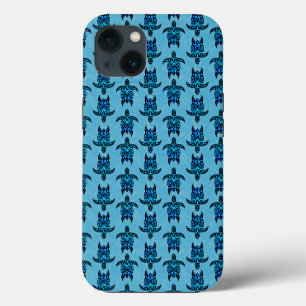 Ocean Blue Tribal Turtles iPhone 13 Case