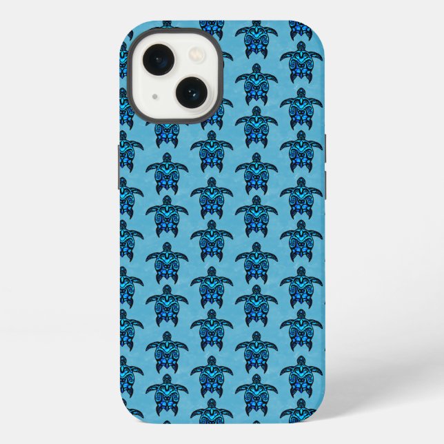 Ocean Blue Tribal Turtles iPhone Case (Back)