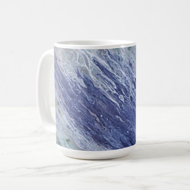 Ocean Blue Water Abstract Art Mug Cup (Front Left)