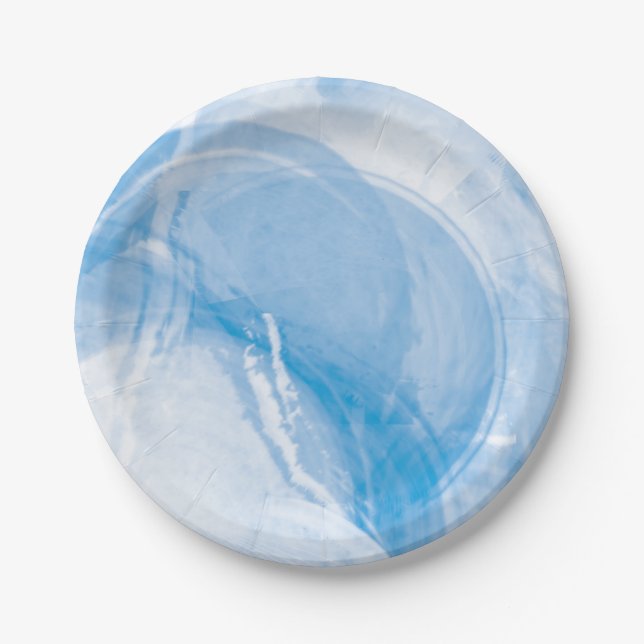 ocean blue watercolor abstract background paper plate (Front)