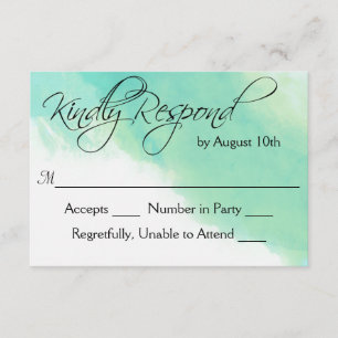 Ocean Blue Watercolor and Calligraphy Wedding RSVP