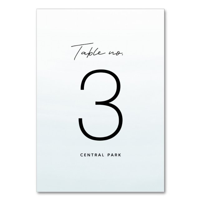 Ocean blue watercolor destination wedding table number (Front)