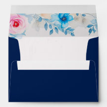 Ocean blue watercolor floral Envelope