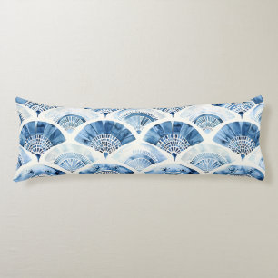 Ocean Blue Watercolor Geometric Gradient Art Deco Body Pillow