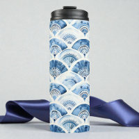 Ocean Blue Watercolor Geometric Gradient Art Deco