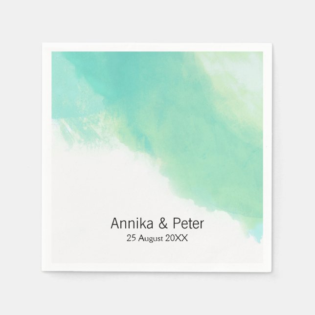Ocean Blue Watercolor Wedding Napkin (Front)