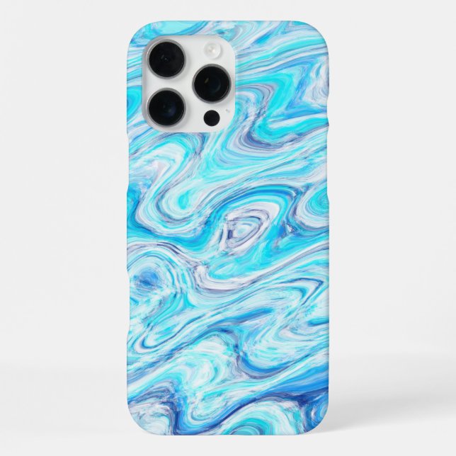 Ocean Blue Wave Marble Texture Abstract Liquid iPhone Case (Back)