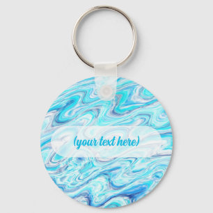 Ocean Blue Wave Marble Texture Abstract Liquid Keychain