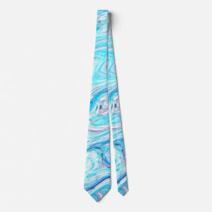 Ocean Blue Wave Marble Texture Abstract Liquid Tie