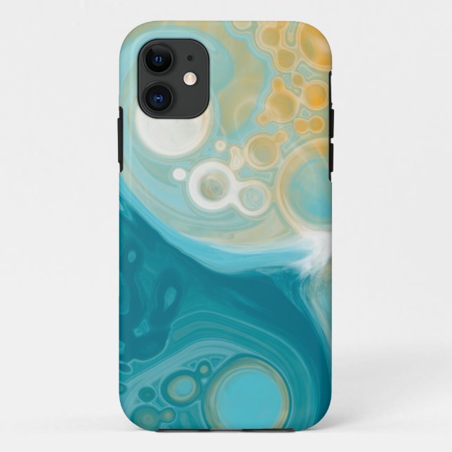 Ocean Blue Waves and Sandy Brown Fluid Art   Case-Mate iPhone Case (Back)