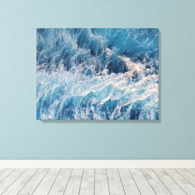 Ocean Blue Waves Canvas Print (Insitu(Wood Floor))