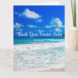 Ocean Blue Waves Pastor Appreciation Thank You Card