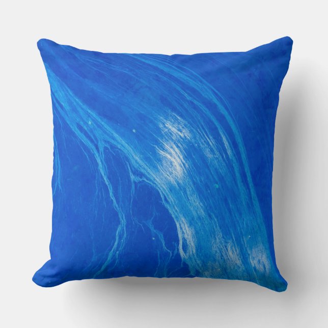 Ocean Blue Waves Summer Time Throw Pillow (Front)