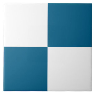 Ocean Blue White Chequered Pattern Tile