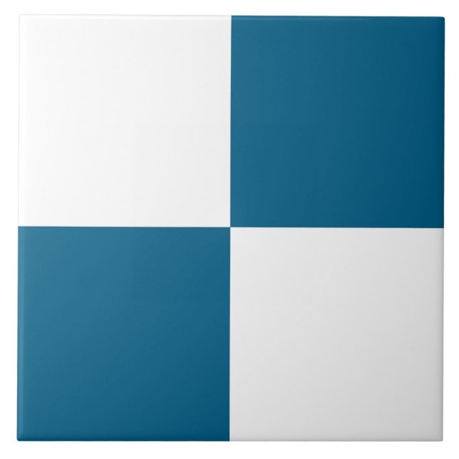 Ocean Blue White Chequered Pattern Tile (Front)