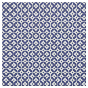 Ocean Blue & White Geometric Pattern. Coastal Fabric