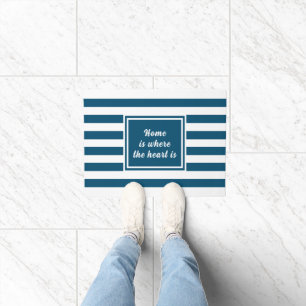 Ocean Blue & White Stripe Personalized Doormat