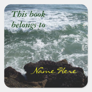 Ocean Bookplate Name Here Sticker