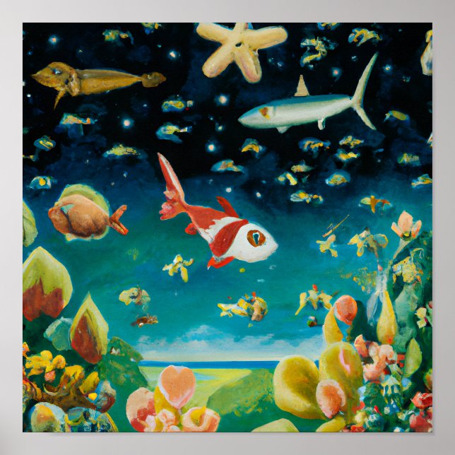 Ocean bottom sea full of coloured fish corals tape poster (Front)