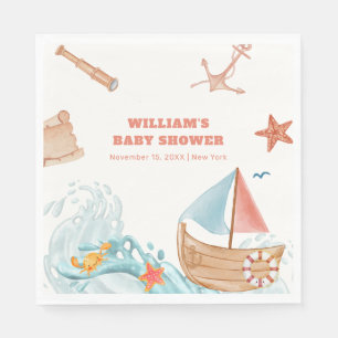 Ocean Boy Adventure Sailboat Baby Shower Napkin