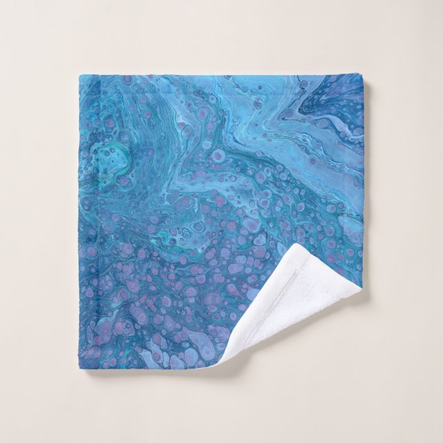 Ocean Breeze 3 Blue Purple Abstract Bath Towel Set (Wash Cloth)