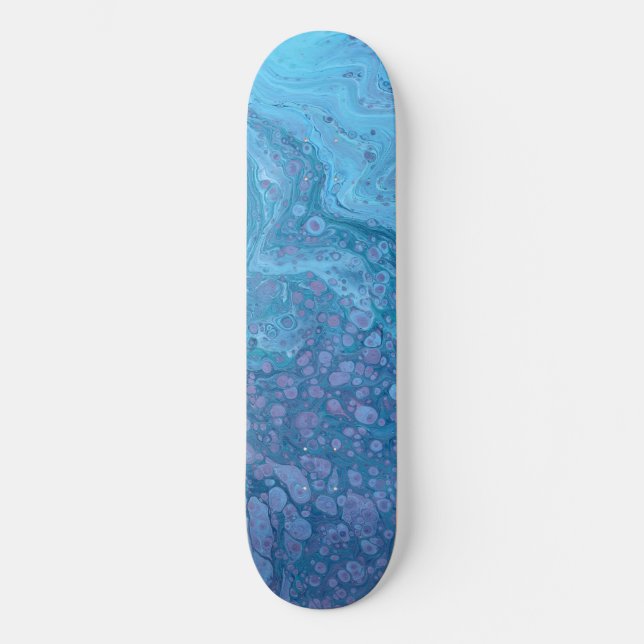 Ocean Breeze 3 Soft Blue Abstract Skateboard Deck (Front)