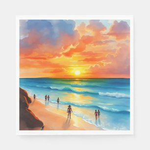 Ocean Breeze and Fiery Skies Napkin