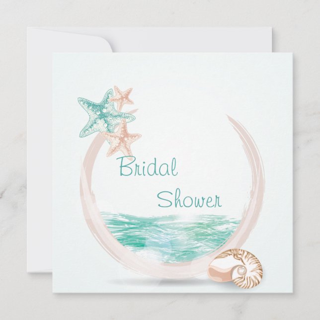 Ocean Breeze Beach Wedding Bridal Shower Invitation (Front)